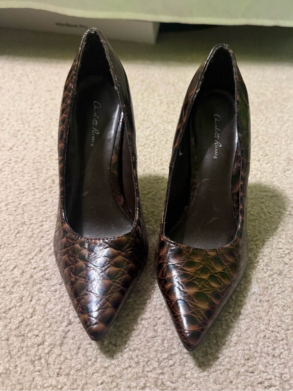 Charlotte Russe Brown Croc-Embossed Pointed Pumps